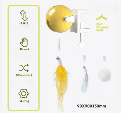 Automatic Lifting Ball Electric Cat Toy – Interactive Play with Feather & Bell