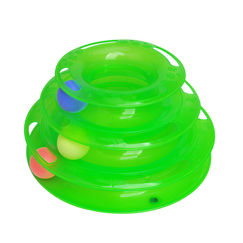 Interactive Funny four layer Cat Turntable Pet Ball Tower Tracks Toy