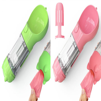 Leak Proof Dog Water Bottle with Food Storage and Waste Bag Holder