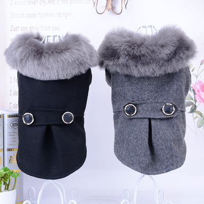 Wool Collar Dog Winter Coat for Small and Large Breeds