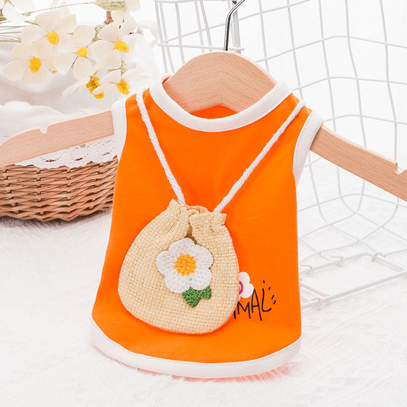 Breathable Summer Woven Satchel Cat Clothes Vest