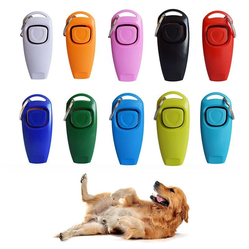 Combo Dog Clicker Whistle - Training Pet Trainer Click Puppy With Guide With Key Ring