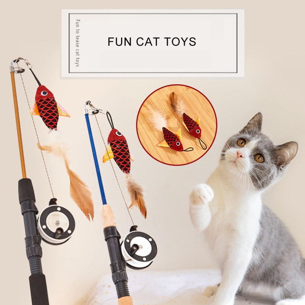 Teaser Feather Toys Kitten Funny Retractable Rod for Cat