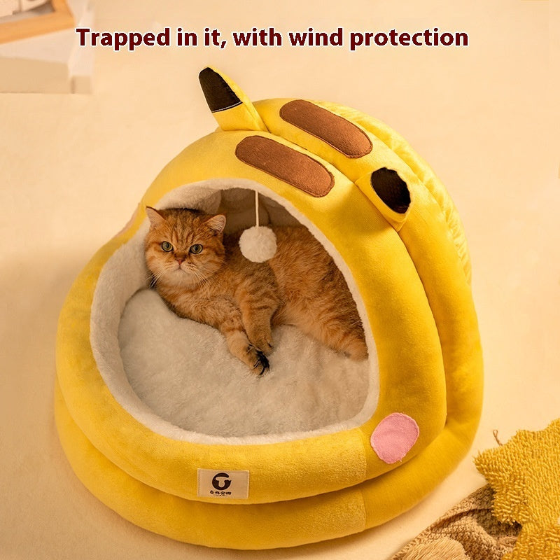 Warm Winter Cat Nest with Closed Design