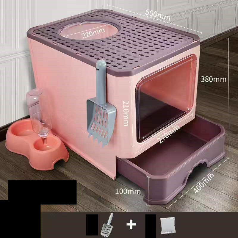 Large Double Door Drawer Foldable Cat Litter Basin