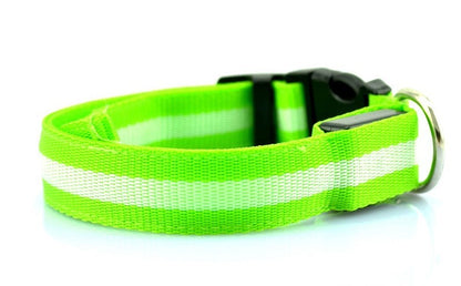 Manufacturer's spot 2.5cm stripe fiber LED luminous pet collar dog ring 6 color 3 size