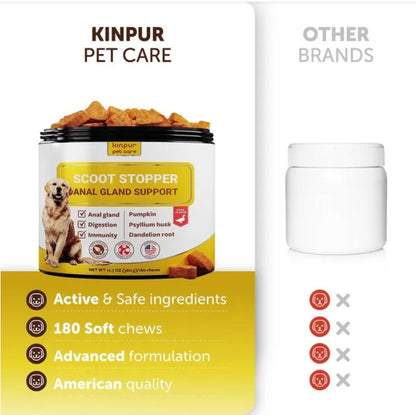 Scoot Stopper Soft Chews Fiber For Dogs Dog Anal Gland And Digestion Support Anal Gland Chews With Pumpkin And Psyllium Husk 180 Chewables For Dog Digestive Health