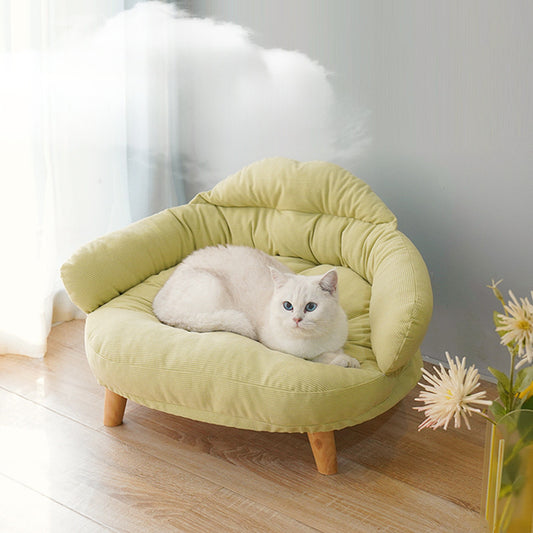 Off-Ground Cat Bed with Thickened Wood Frame