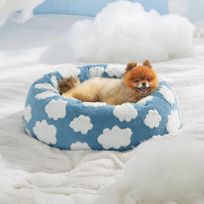 Lesure Cat Beds For Indoor Cats - Round Cat Bed Donut Small Dog Bed Calming Pet Beds, Cute Modern Beds With Jacquard Shaggy Plush & Anti Slip Bottom