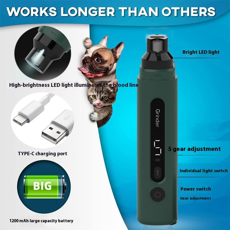 Rechargeable 5 Speed Dog Nail Grinder