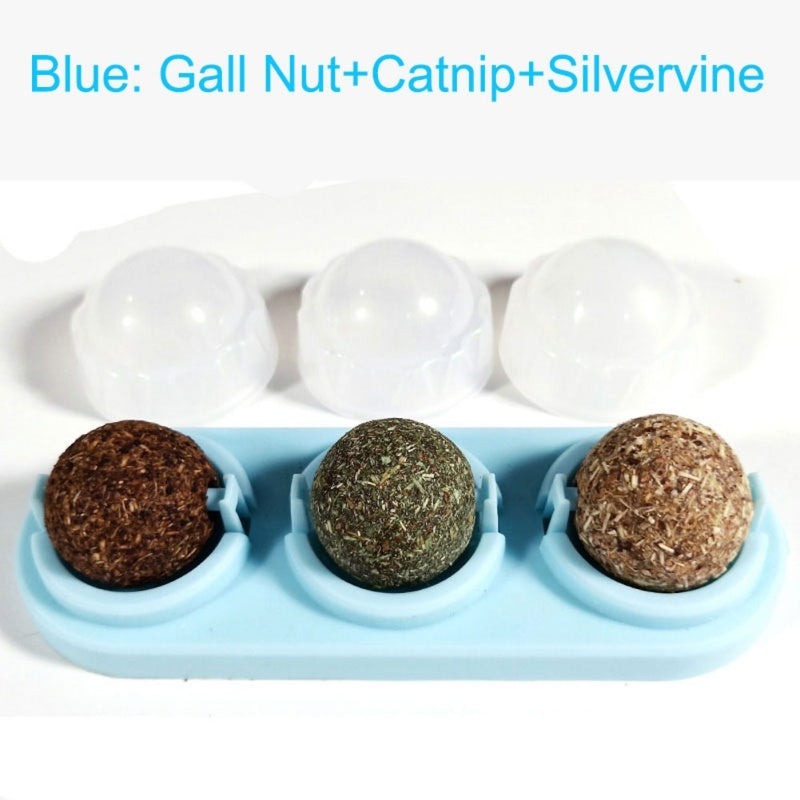 Rotating Catnip Lick Balls – Self-Adhesive Cat Treat (3pcs/Set)