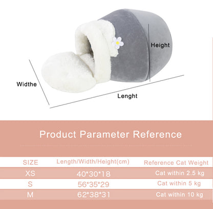 3-in-1 Cat And Dog Pet House Basin-shaped Cave Soft Bed