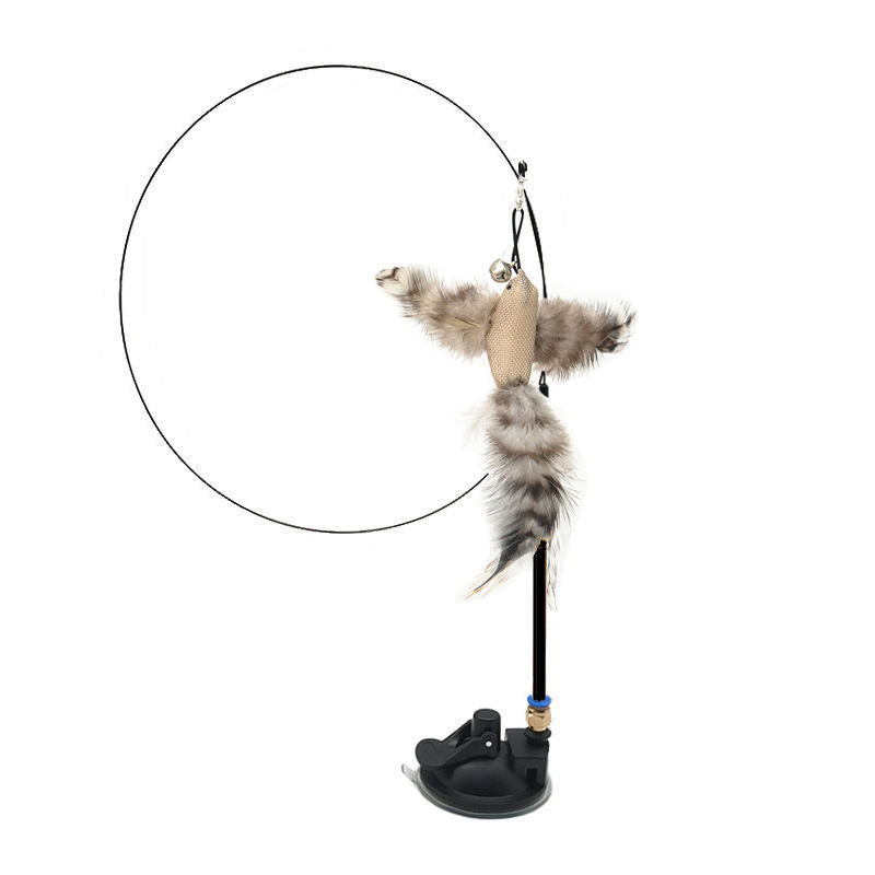 Cat Teaser Stick Can Replace The Head Steel Wire Feather Pole Can Replace Toys