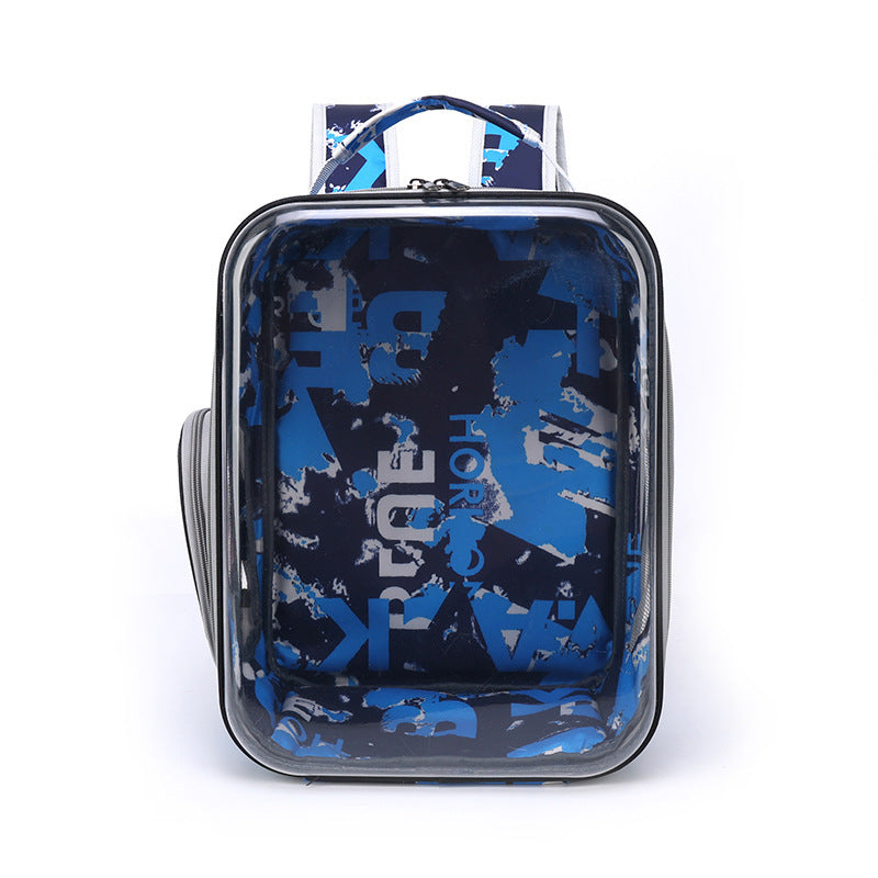 Cartoon Space Capsule Travel Breathable Pet Backpack Transparent