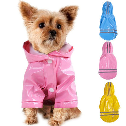 PU Reflective Dog Hooded Windproof Raincoat