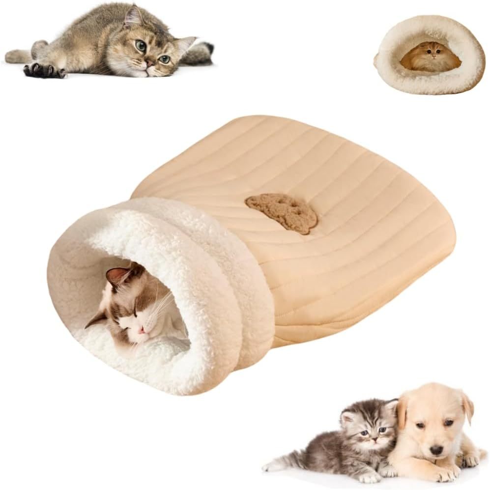 Cozy Plush Cat Sleeping Bag with Tunnel Design