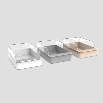 Compact Semi Enclosed Cat Litter Box for Easy Cleaning