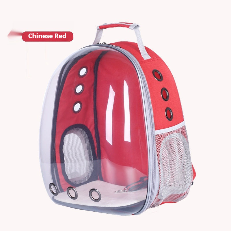 Fashionable Transparent Panoramic Outdoor Four Seasons Universal Pet Backpack Side Opening Breathable