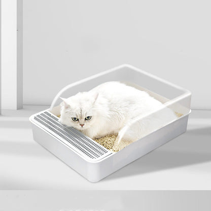 Compact Semi Enclosed Cat Litter Box for Easy Cleaning