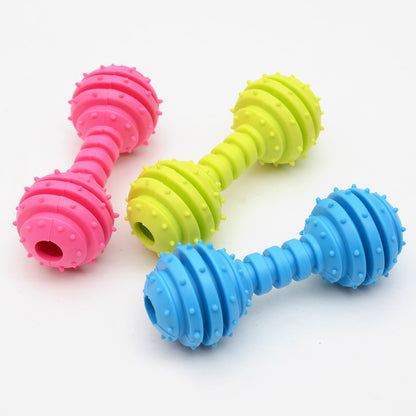 TPR Rubber Barbell Pet Toy with Spiked Ring – Durable and Fun Bite Toy for Pets
