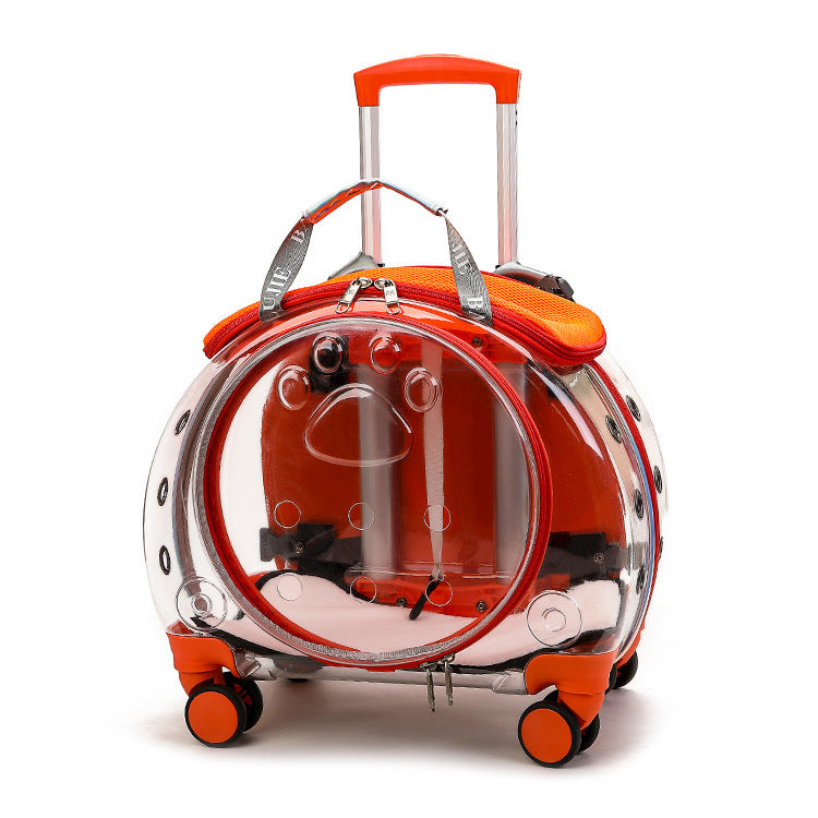 Small Pet Trolley Bag Portable Dog Diaper Bag Transparent Shoulders Cat Bag Space Capsule