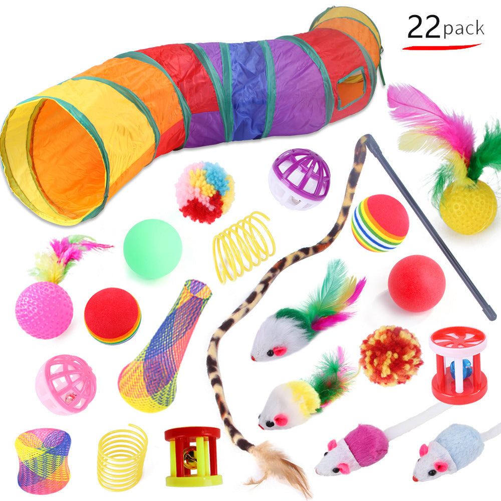 Pet Cat Toy Set 21 Pieces Of Cat Channel Funny Cat Stick