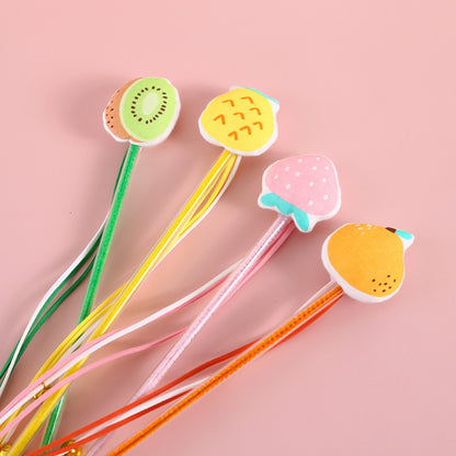 Funny Cat Stick Sounding Bells Tassels Fruit Shapes Relieve Boredom