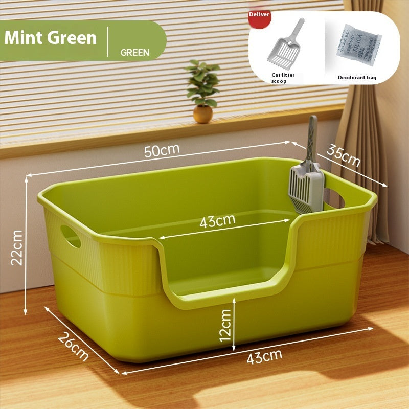 Oversized Splash-proof Cat Litter Box Oversized Open Semi-closed Cat Toilet