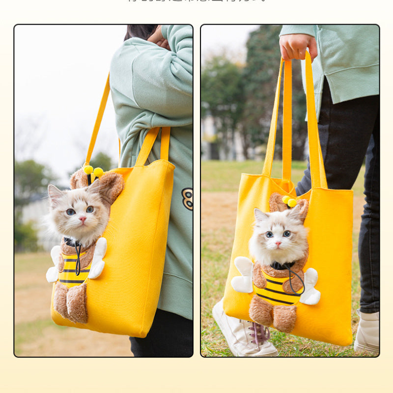 Little Bee Design Cat Dog Carrier Bags Portable Breathable Bag Soft Pet Carriers With Safety Zippers Outgoing Travel Pets Handbag