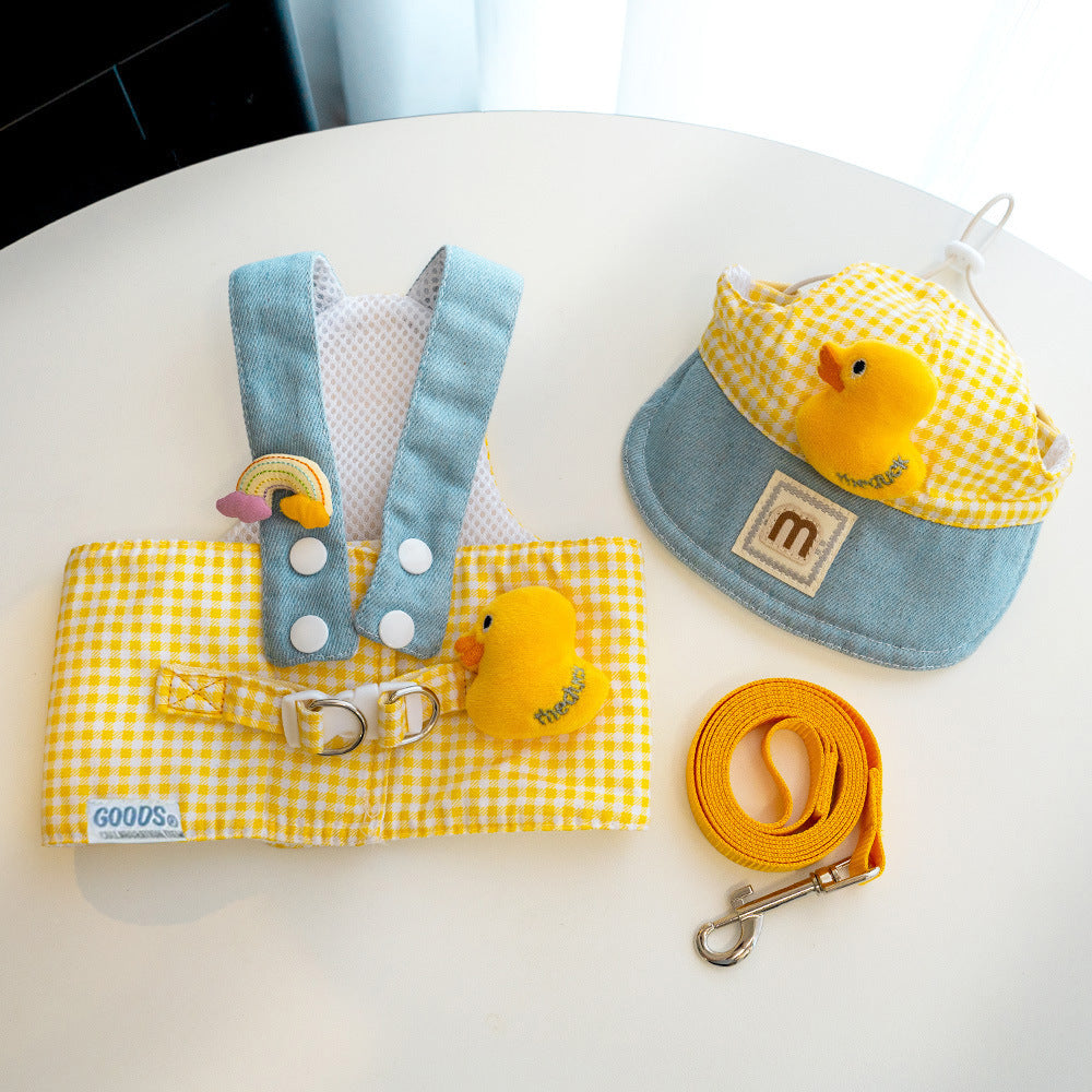 3-in-1 Pet Harness Set with Hat – Leash, Rope & Outfit