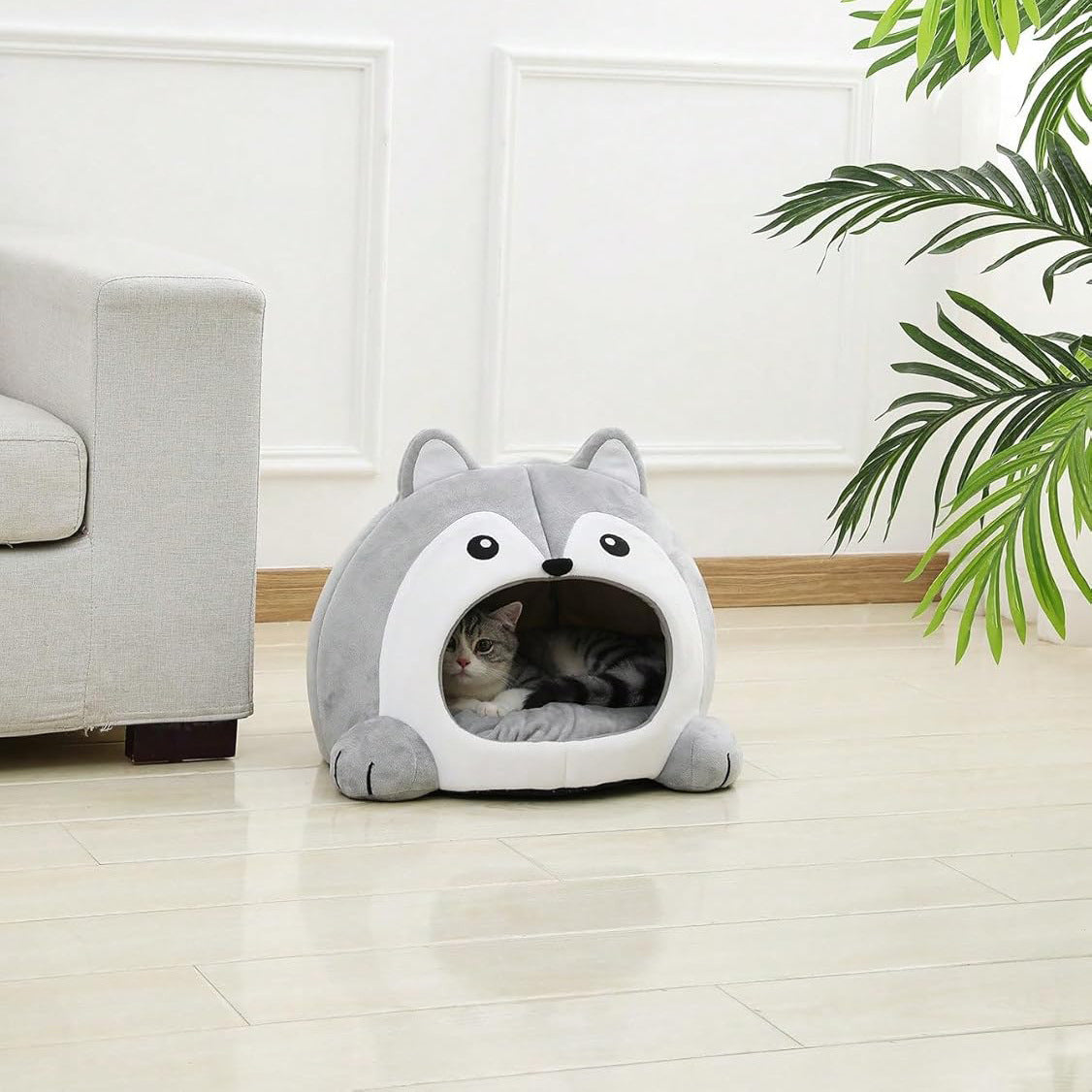 Indoor Fox-shaped Cat Bed Hole Removable Cushion