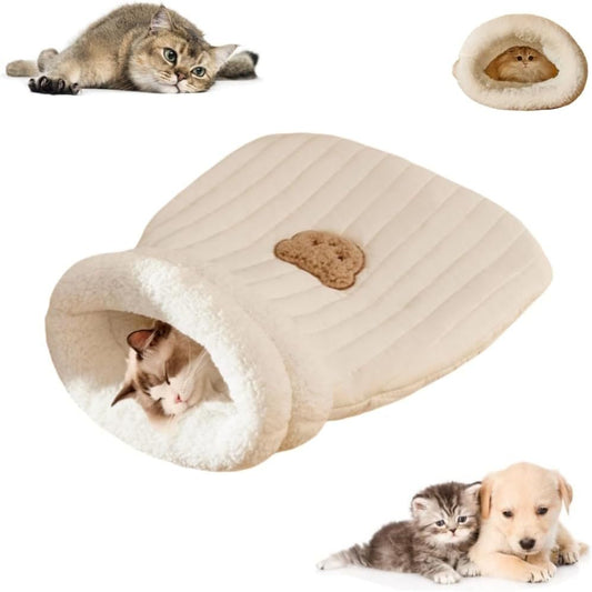 Cozy Plush Cat Sleeping Bag with Tunnel Design