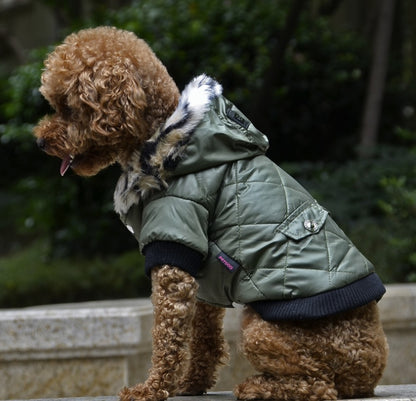 Winter Fur Collar Dog Coat for Cold Weather