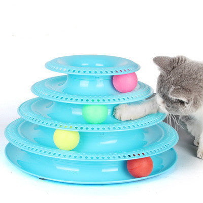 Interactive Funny four layer Cat Turntable Pet Ball Tower Tracks Toy