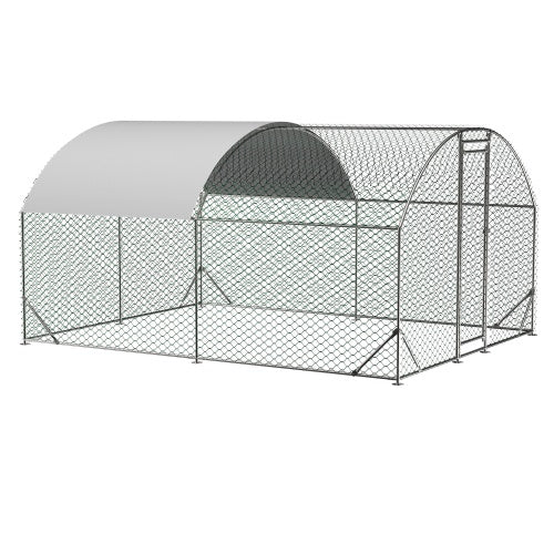 Large Chicken Coop Metal Chicken Run With Waterproof And Anti-UV Cover, Dome Shaped Walk-in Fence Cage Hen House For Outdoor And Yard Farm Use, 1 Tube Diameter, 9.84 X 13.12 X 6.56