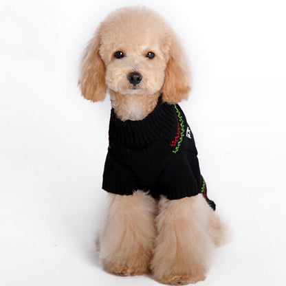 Christmas Pet Sweater with Poinsettia Design