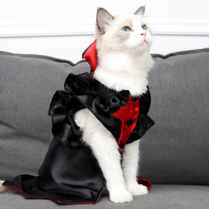 Cat Halloween Vampire Costume Pet Transformation Outfit for Spooky Season