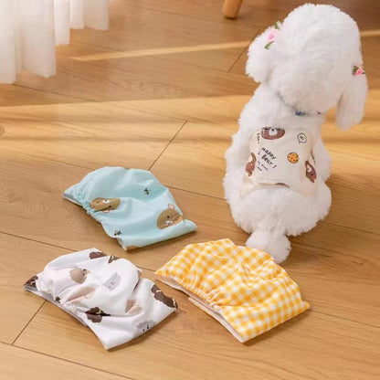 Cute Cartoon Paw Print Pet Male Dog Diaper – Reusable Belly Band Wrap for Puppies