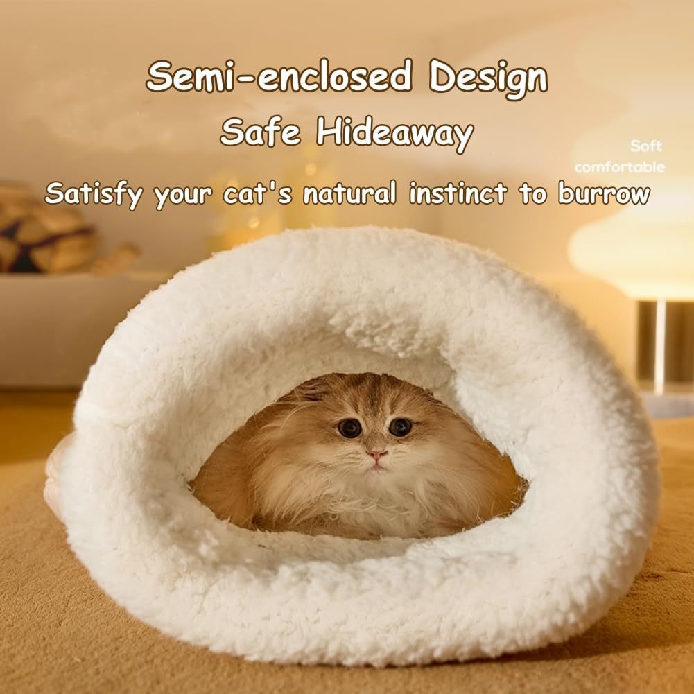 Cozy Plush Cat Sleeping Bag with Tunnel Design