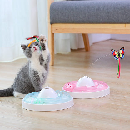 Butterfly toy funny cat stick cat turntable