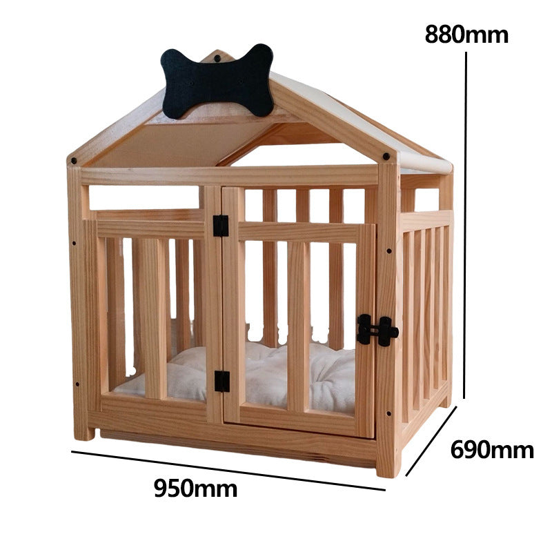 Indoor Solid Wood Doghouse Removable Washable