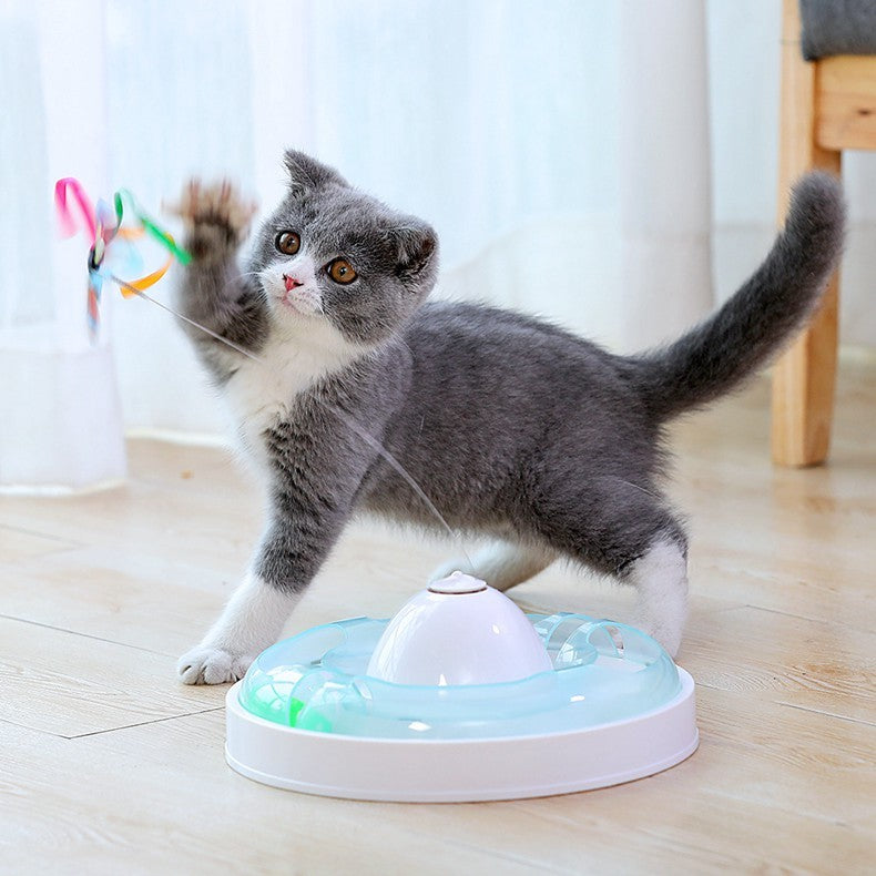 Butterfly toy funny cat stick cat turntable