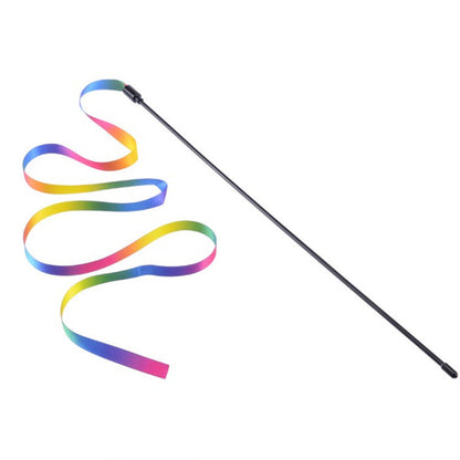 Rainbow ribbon cat stick