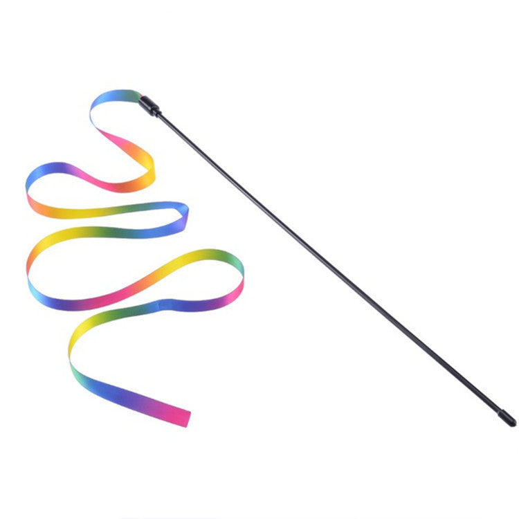 Rainbow ribbon cat stick