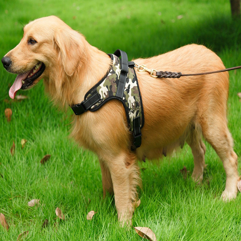 Pet Saddle Chest Strap Camouflage Outdoor Traction Dog Vest