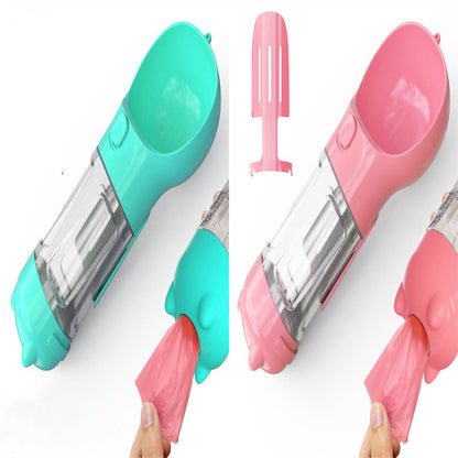 Leak Proof Dog Water Bottle with Food Storage and Waste Bag Holder