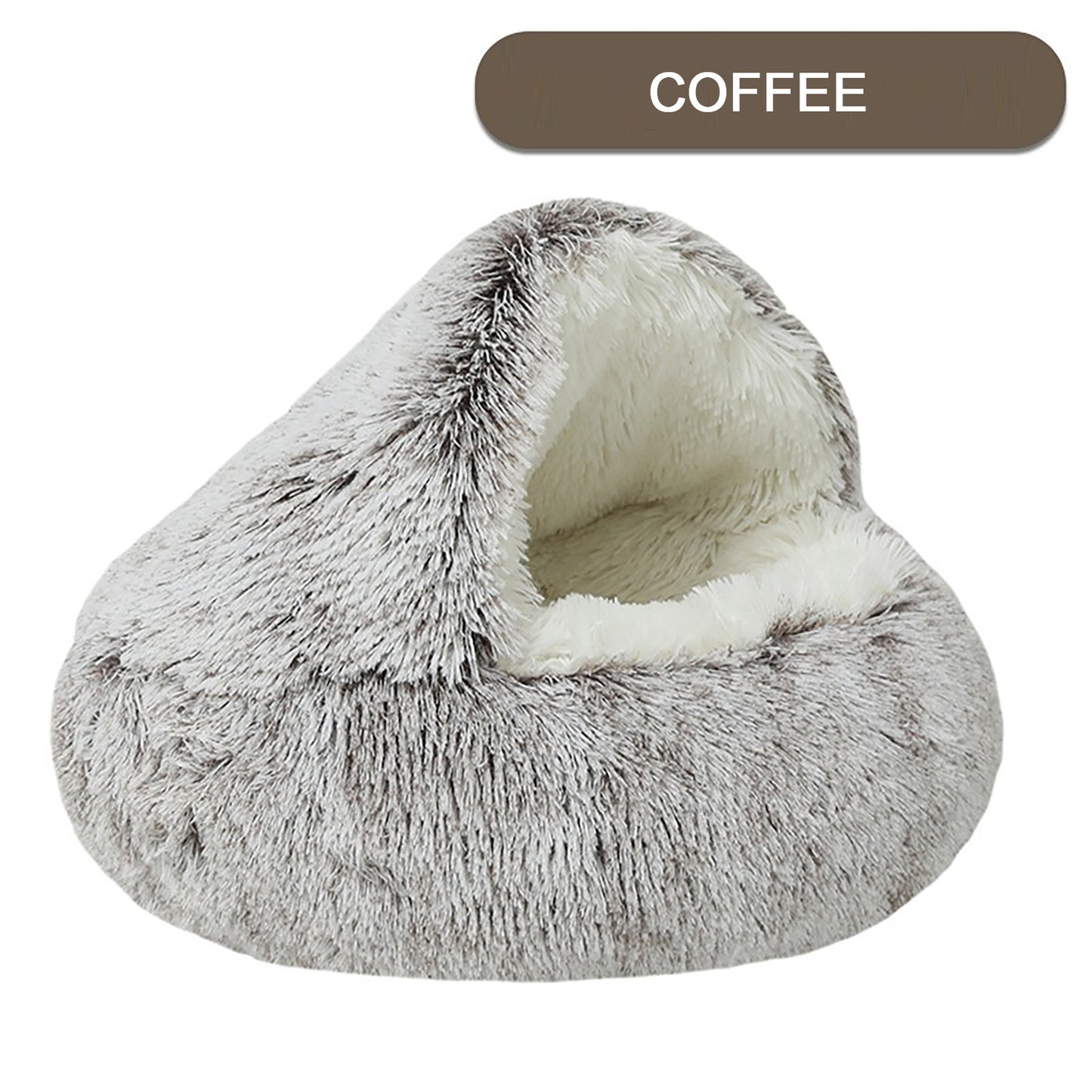 Luxurious Plush Round Cat Bed Cat Bed Round Soft Plush Burrowing Cave Hooded Cat Bed Donut For Dogs Cats - Semi-Enclosed For Cozy Warmth, Easy-Clean Durable Design, Ideal For Winter Comfort