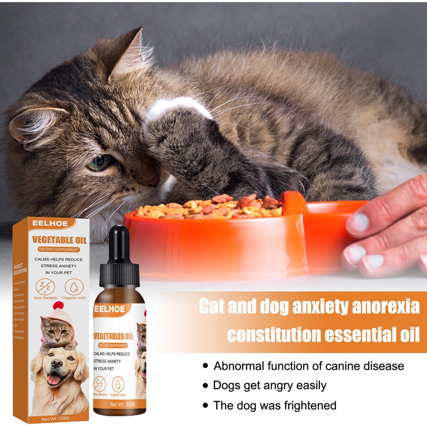 Cat & Dog Care Essence, Hemp Seed Oil Health Enhancement Care Essence, Relieves Dog Anxiety