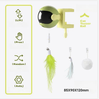 Automatic Lifting Ball Electric Cat Toy – Interactive Play with Feather & Bell