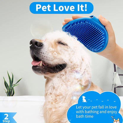 3 Piece Dog Bath Brush Set for Grooming and Massage
